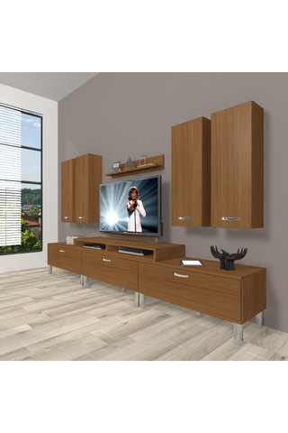 Decoraktiv Ekoflex 8d Slm Krom Ayaklı Tv Ünitesi Tv Sehpası Ceviz