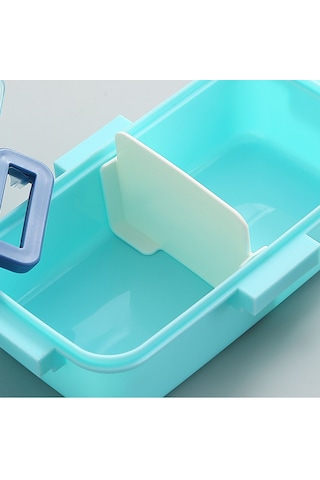 Yeiuyi7 Karikatür Desen İki Bölme Çocuklar İçin Isıtılabilir Öğle Yemeği Kutusu 700ml Açık Mavi