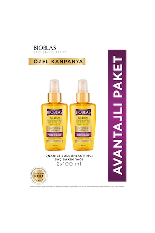 Keratin & Kolajen Onarıcı Dolgunlaştırıcı Saç Bakım Yağı 2 X 100 Ml İnce Yıpranmış Saçlar