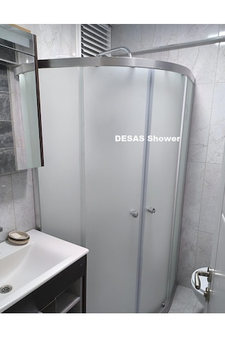 Shower 90x90 Oval Lüx Seri Yüksek Kalite Buzlu Camlı Duşakabin Teknesiz Buzlu