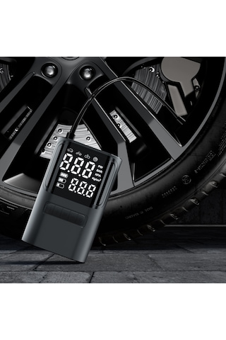 Reedark Siyah Akıllı Araç Zihniyet Pompası: Li-pil Dahili, Baskı Öngörü, Otomatik Durdurma, Led Işık, 4 Farklı Uç, 150psı Maksimum