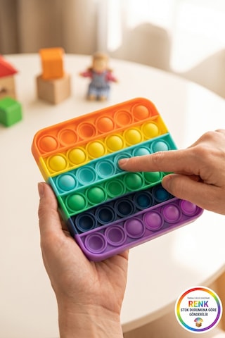 Pop It Duyusal Zeka Oyuncağı Kare Kabarcık Patlatma Stres Rahatlatıcı Fidget Oyuncak 12x12 Cm