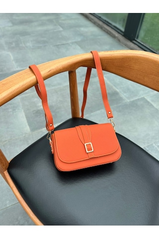 Mft Leather Hakiki Deri Kadın Çanta Viola 1524 Flother Mat Turuncu
