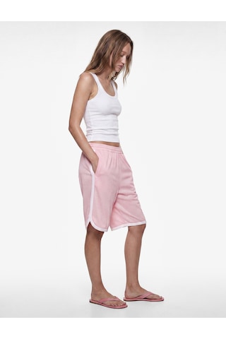 Koton Beli Lastikli Biyeli Cepli Parlak Kumaş Rahat Kalıp Şort Pembe 6sal40141ık Gül