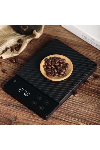 Wezone Usb Şarjlı Dijital Mutfak Terazi, 5 Birim Değiştirilebilir, Led Ekran, Toplama/azaltma/kabza/tarihçe Özellikleri, 8kg Hassas Elektronik Terazi Siyah