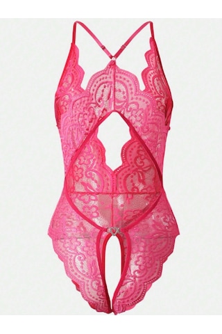 Albonishop Fuşya Özel Bölgesi Ve Sırtı Açık Babydoll Seksi Gecelik
