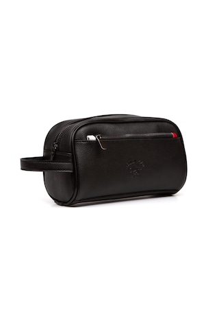 Newısh Polo Accessorıes Erkek Siyah Suya Dayanıklı Suni Vegan Deri Traşlık Bakım Seyahat El Çantası Portföy/clutch Siyah