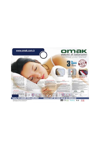 Omak Tek Kişilik Elektrikli Battaniye(90x145)-CE Kalite Belgeli Beyaz