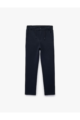 Koton Beli Bağcıklı Pamuklu Şardonlu Pantolon Görünümlü Eşofman Altı Lacivert 7wkb40043tk