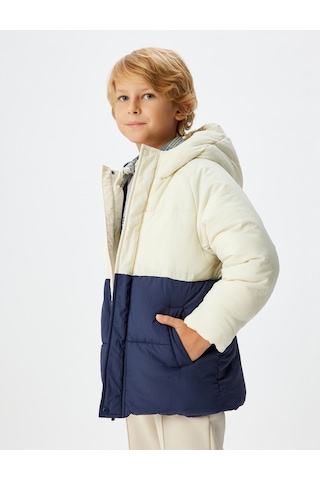 Koton Şişme Mont Kapşonlu Cep Detaylı Rüzgar Kapaklı Ekru 5wkb20020tw Ekru