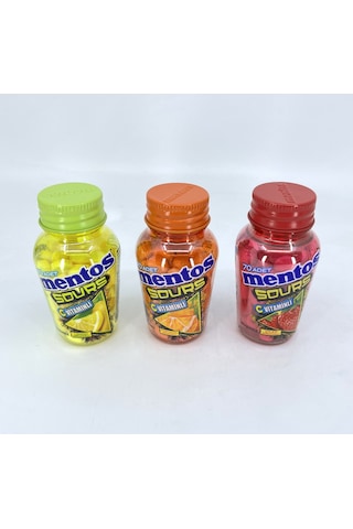 Mentos Sours Şekersiz Tatlandırıcılı C Vitaminli Portakal-limon-çilek Aromalı Tablet Şekerleme 49gr 3'lü Tadım Seti