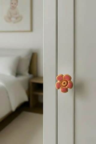 Yavruağzı Papatya Çocuk Odası Mobilya Kulbu - Tek Vidalı - Polyester Dolap ve Çekmece Kulpu Yavruağzı