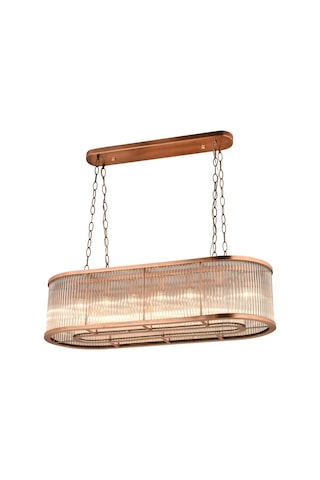 Lampaluce Albinia Özel Çubuk Taşlı Salon Sarkıt Avizesi Yemek Masası Üzeri Bakır 16'lı 60x100cm Bakır