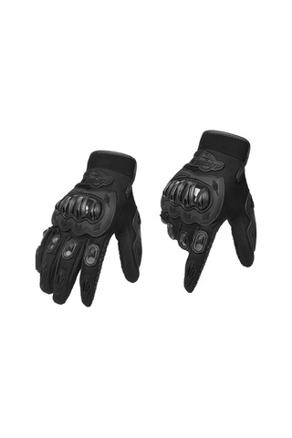 Yaleker Erkek Motosiklet Eldiveni - Dokunmatik Ekran Uyumlu, Nefes Alabilir, Siyah, M Boy