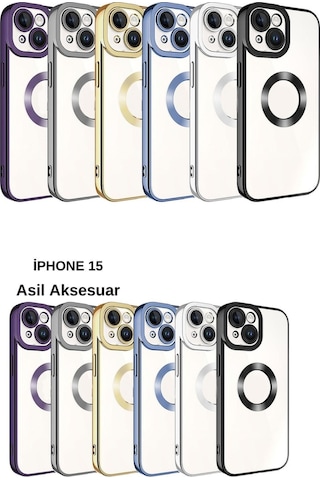 Apple Iphone 15 Uyumlu Renkli Detaylı Kamera Korumalı Logo Kısmı Açık Korumalı Kılıf