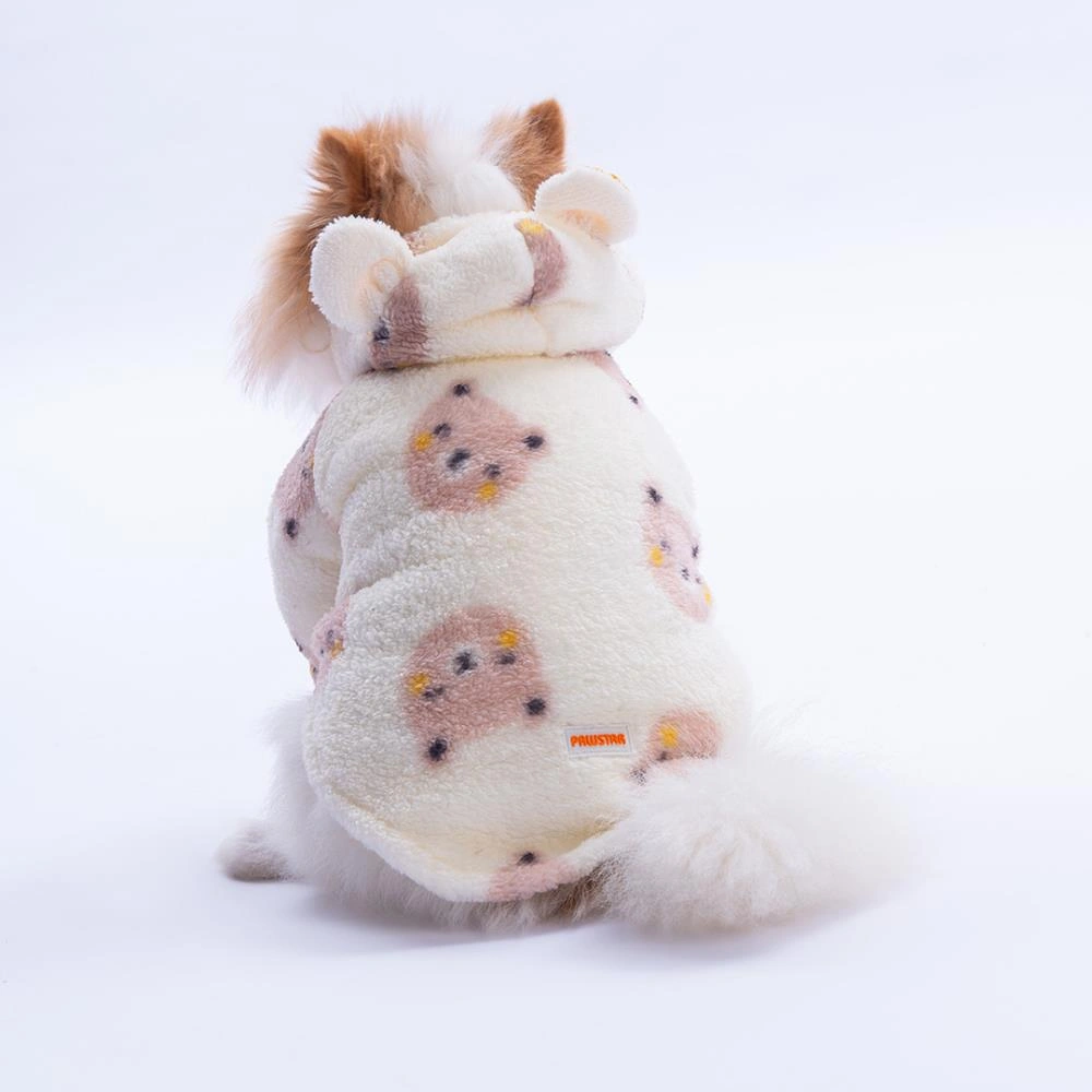 Kahverengi Sapporobear Hoodie Ayı Desenli Kulaklı Peluş Köpek Kıyafeti Kedi Kıyafeti Köpek Sweati