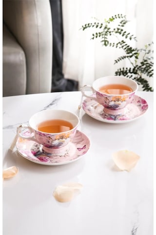 Lily Manor Alhambra Bone China İngiliz Pembe 2'li Çay Fincanı Seti
