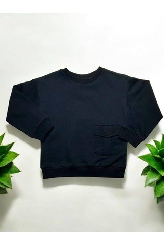 Çikoby Erkek Çocuk Cep Detaylı Sweatshirt-14879 Siyah