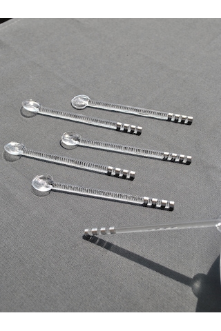 6'lı Gümüş Simli Cam Çay Kaşığı