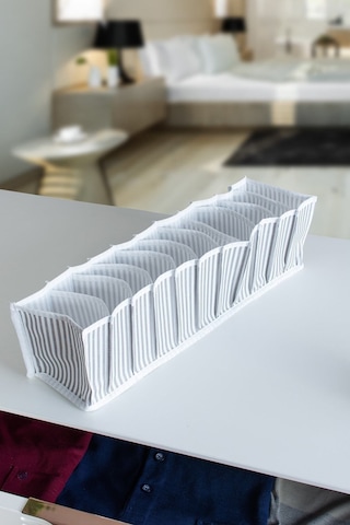 Serstil 11 Gözlü Gri Çizgili Çekmece Içi Düzenleyici Organizer Small - 11 X 41 X 12 Cm