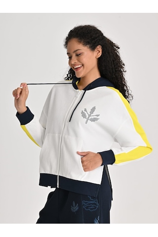 Fenerbahçe Ekru Tribün Palamutlu Kadın Oversize Sweatshirt