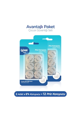 Wee Baby Priz Koruyucu 6 Lı Bebek Çocuk Güvenlik Priz Kapağı 6x2 12 Adet