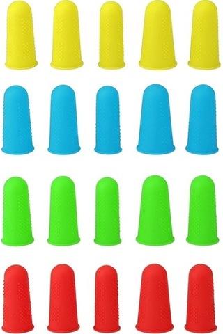 Venturemart Kırmızı Stil 3 Parça Kaymaz Sıcak Tutkal Tabancası Parmak Kapakları Silikon Parmak Koruyu