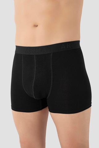 Arma Yıldız 6'lı Paket Erkek Pamuklu Likralı Esnek Kumaş Siyah Boxer Siyah