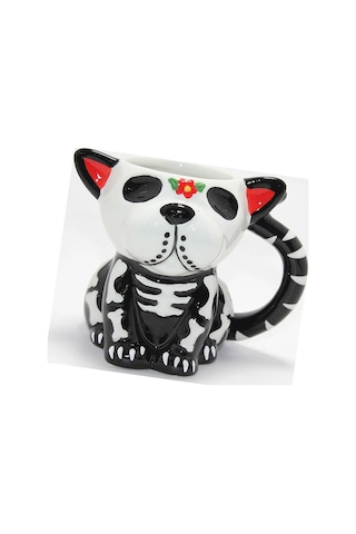 Day Of The Dead Köpek Figürlü 3d Kabartmalı Porselen Kupa Alk4896 Evimdeyokyok Çok Renkli