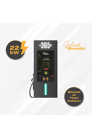 E 365 Ac Duvar Tip 10 İnç Ekranlı Mıd Sayaçlı Tek Kablolu 22 Kw Sarj İstasyonu