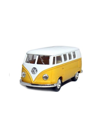 1:32 Ölçek Metal Çek Bırak Nostaljik Volkswagen T1 Minibüs Vosvos Oyuncak Araba - Sarı 13 Cm