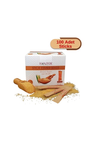 Hanzade Bitkisel Stick Kahverengi Esmer Şeker 100 Sticks 300 G