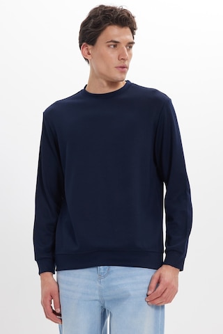 Tudors Erkek Standart Fit Normal Kesim Uzun Kollu Ekstra Soft Modal Kumaş Bisiklet Yaka Lacivert Sweatshirt-50226