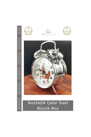 Saat Nostaljik Kurmalı Horozlu Metal Gövde Vintage Dekoratif Klasik Antika Çalar Saat Çok Renkli