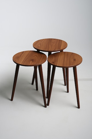 Madrid 3'lü Zigon Sehpa %100 Mdf Yuvarlak Ahşap/urartu