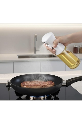 Püskürtmeli Sprey Yağdanlık Cam Şişe Airfryer Sprey Yağdanlık Beyaz