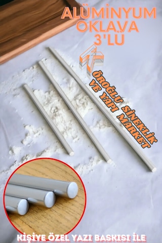 3lü Masterchef Alüminyum Paslanmaz 100-75-50 Cm Metal Oklava Set