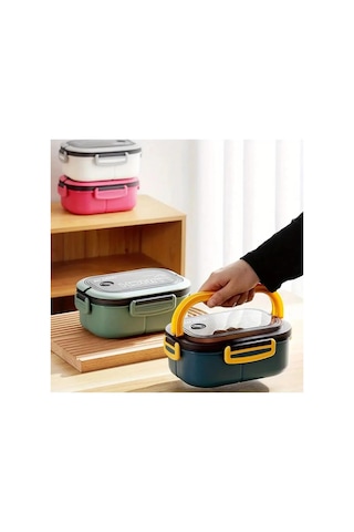 2 Katlı Taşınabilir Yemek Kabı Lunch Box Diyet Beslenme Kutusu Saklama Kabı Çatal Kaşıklı Sefer Tası Sku: Smgstkd0041ea7b5 Açık Mavi