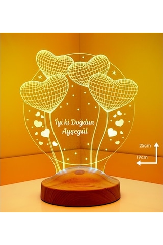 3D Led Lamba 3Boyutlu Balon Kalpler Küre Kişiye Özel Hediye