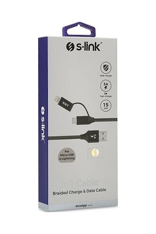 S-Link Swapp Powerbank Kısa Şarj Kablosu Apple iPhone Uyumlu 6/7/8/X + Micro U