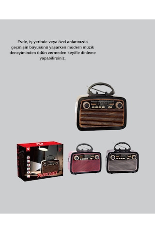 Nrzsnt Bluetooth Lu Led Işıklı Nostaljik Müzik Kutusu Ahşap Dokulu, Vintage Tasarım Ve Yüksek Ses