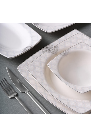 Güral Porselen Caroline 54 Parça 12 Kişilik Yemek Takımı - 5993 Bej