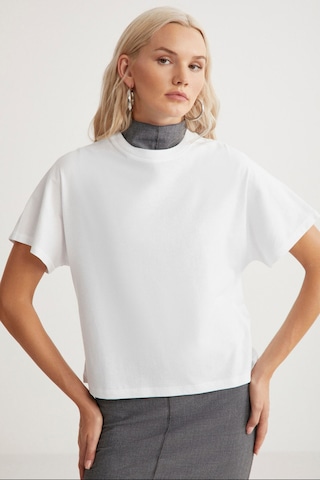 Lottie Kadın Regular Kalıp Bisiklet Yaka %100 Pamuk Kısa Kollu Beyaz T-shirt