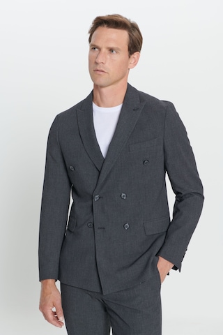 Altınyıldız Collectıon Erkek Antrasıt Slim Fit Kırlangıç Yaka Gofre Desenli Kruvaze Takım Elbise Antrasit