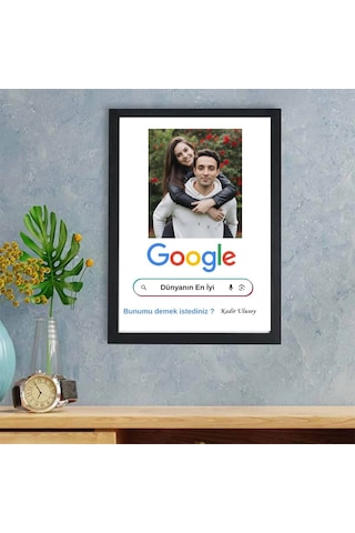 Sevgiliye Özel Google Arama Çubuğu Tasarımlı Çerçeve İsimli Ve Fotoğraflı Yaratıcı Hediye