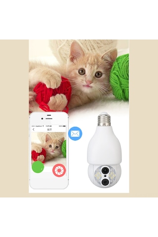 Qingmipy Güvenlik Kameralı Ampul 1080p Çift Lensli Full Hd Gece Görüşü İki Yönlü Konuşma Wifi İzleme Ac110-240v