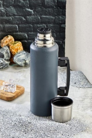 1.0 Litre Kulplu Paslanmaz Çelik Avcı Termos Lacivert Lacivert