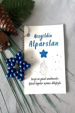 Zincirli Ahşap Yıldız Anahtarlık Bebek Hediyeliği 100 Adet