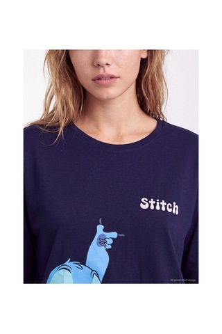 Lcw Young Lacivert Stitch Baskılı Kadın Pijama Takım
