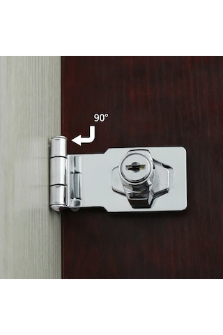 Vkemall Zink Çelikten Yapılmış 4 İnç 105mm Gümrük Kapısı, Depo Ve Dolap Güvenlik Kilit Seti - Gümüş Rengi, Anahtar Ve Vida Dahil